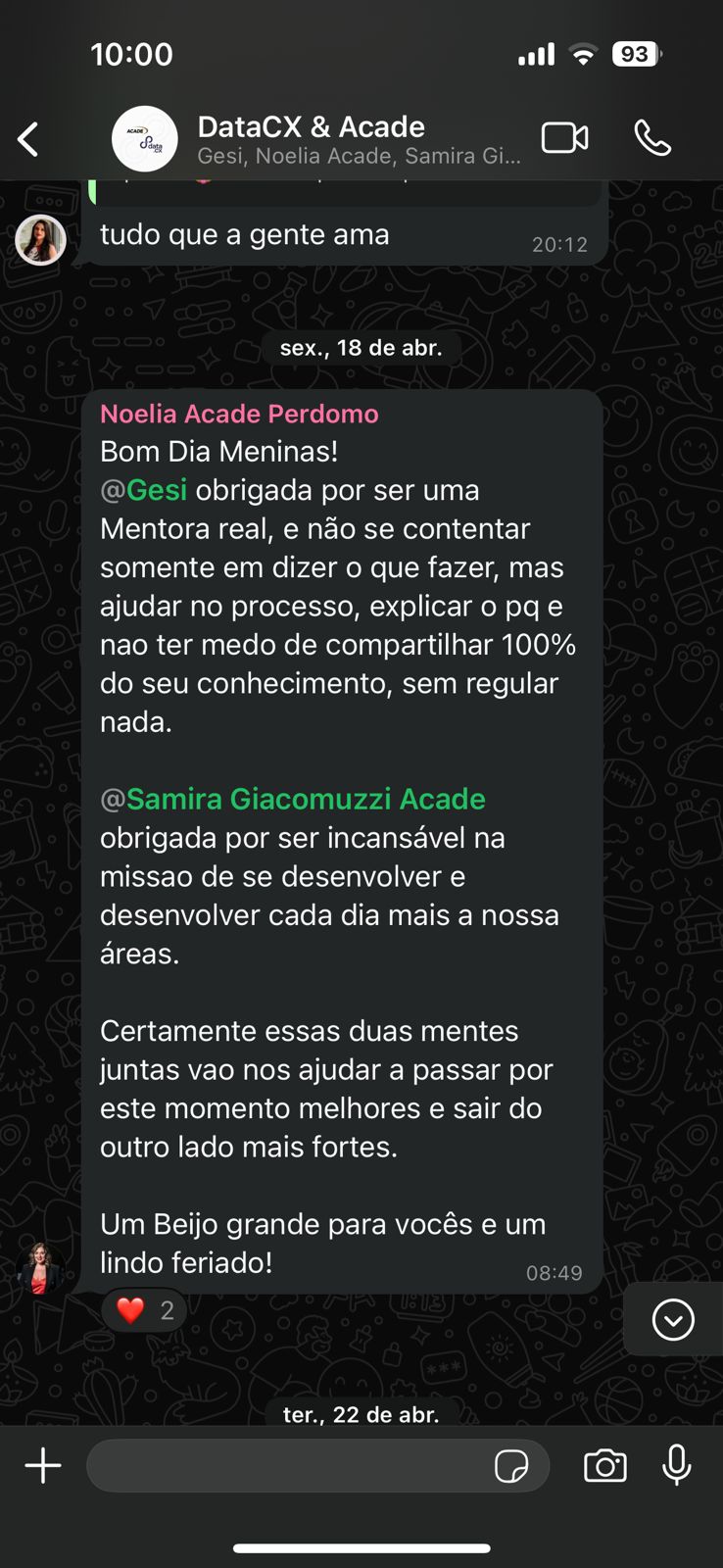 Print de depoimento WhatsApp 1